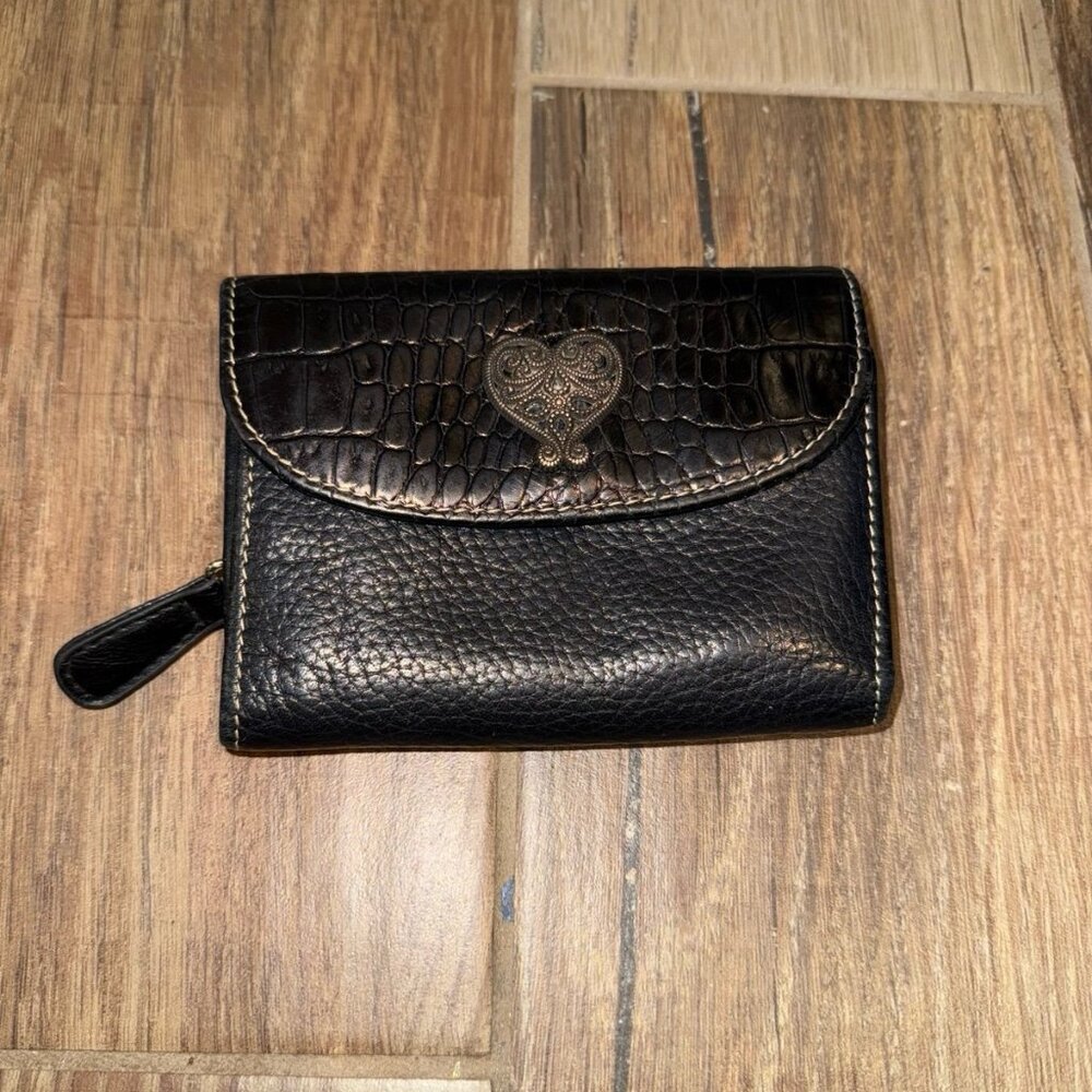 Brighton Convertible Croc Leather Minimalist Wallet